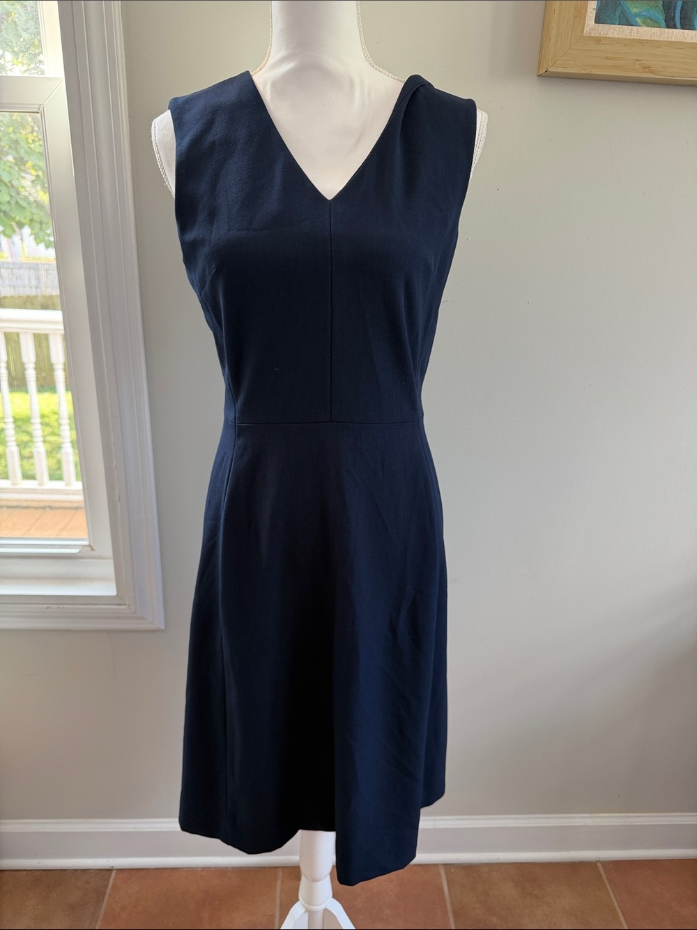 MM Lafleur Navy V-Neck Sleeveless Sheath Dress